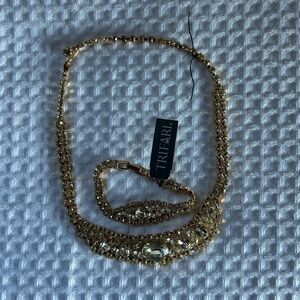Trifari Gold tone and Crystal Necklace Set